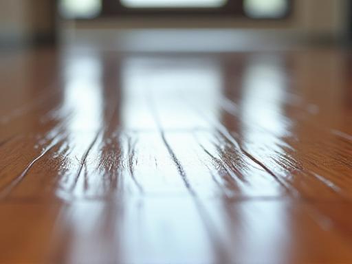 A highly polished and clean floor reflecting light after deep cleaning